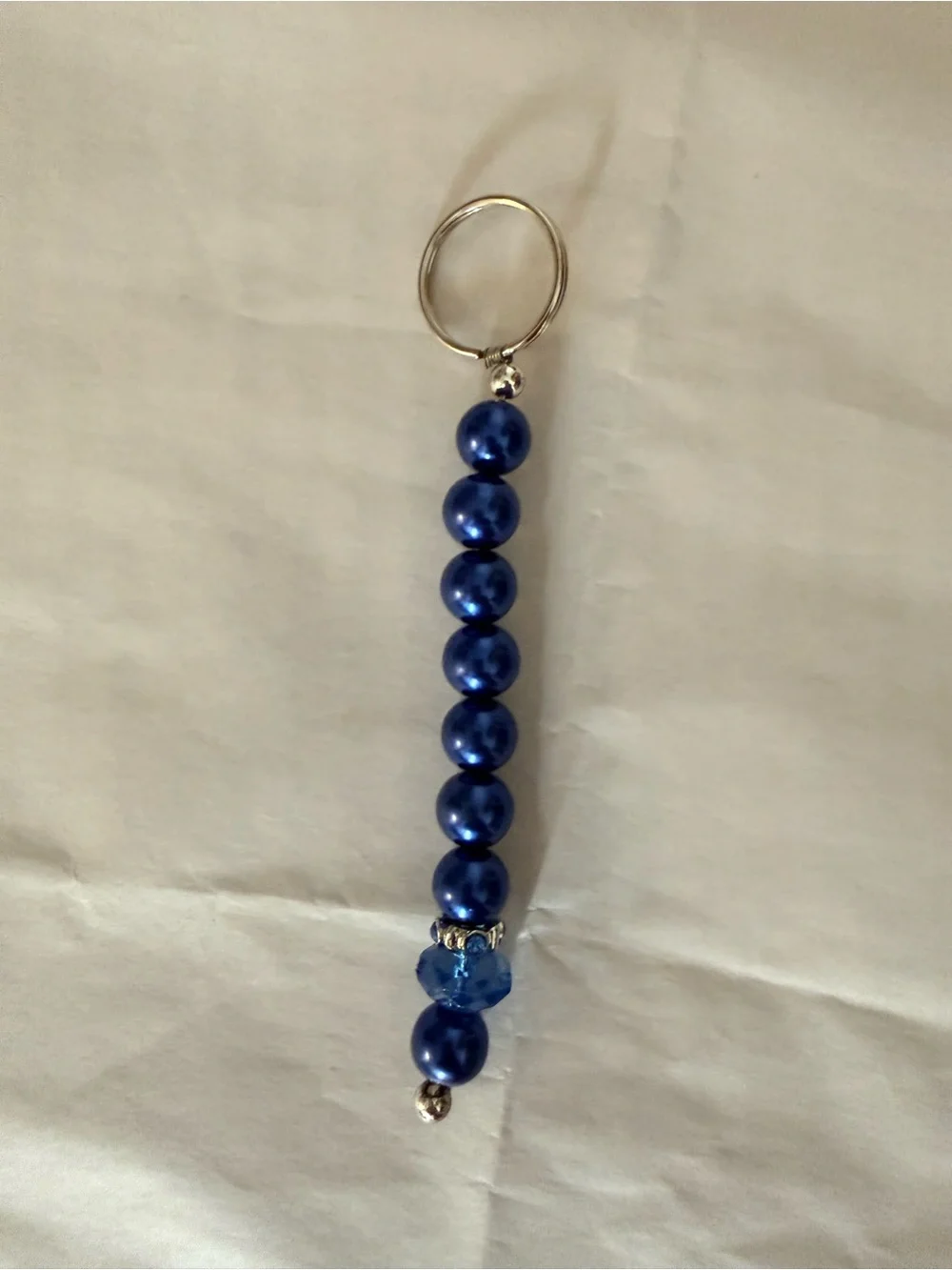 Hand made -Blue Beaded Keychain - Women's Accessory